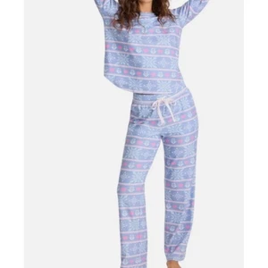 PJ Salvage Mountain Bound Pajama Set Snowflake Hearts Thermal Velour  (H) - Picture 1 of 9