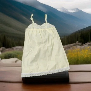 Vintage 1970's Carters Child Clothes Size 12 Sleeveless Sleep Gown Lace Yellow - Picture 1 of 7
