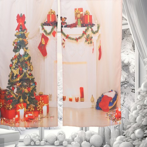 Waterproof Christmas Curtain Vivid Printed Polyester Window Drapes ...
