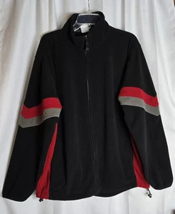 EAGLE CANYON Men’s Full Zipper Fleece Jacket Retro Colorblock Black Red Size XL - Picture 1 of 10