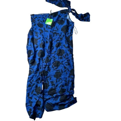 Mono Kate Spade NY Target Negro Floral Azul Un Hombro Talla 17 Nuevo con Etiquetas Foto 1 de 4