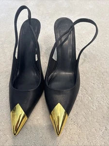 Look Like Anine Bing Nina Heels Schwarz Gold Spitze - Größe 10 Neu! - Bild 1 von 6