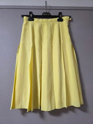 Gonna donna LOUIS VUITTON logo seta plissettata taglia 34 giallo limone originale - Immagine 1 di 4