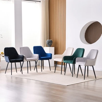 Esszimmerstühle 2er Set mit Armlehnen Metallbeinen Sessel gepolsterter - Bild 1 von 4