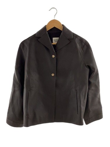 HERMÈS HERMES GIACCA PELLE PELLE DI DAINO SERIE BUTTON BLUSON 38 Marrone 57 7018