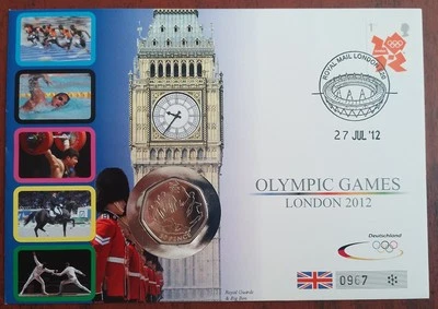 Germany FDC London 2012 olympics 50 pence nickel - Image 1 of 4