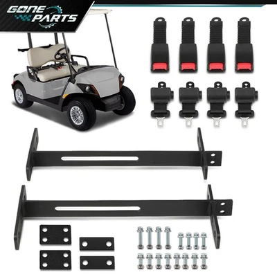 GONEPARTS 4 Retractable Seat Belts and Bracket Kit fit for EZGO Yamaha Club Car Golf Cart