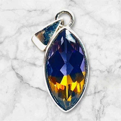 Colgante de plata de ley 925 con piedras preciosas ametrinas de doble color de 3,5 cm para uso diario Foto 1 de 4