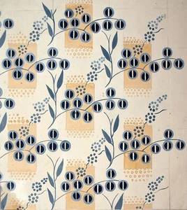 Kate Stultiens, nata Whittaker (1907-1980) disegno carta da parati a guazzo botanico - Foto 1 di 4