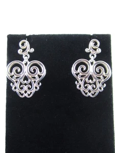 Roma Downey Sterling Silver Scroll Heart Dangle Earrings - Picture 1 of 6