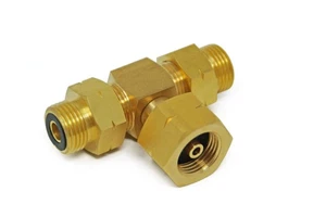 Pezzo a T per doppio collegamento bombola gas per tubo HD (tubo ad alta pressione) - Foto 1 di 7