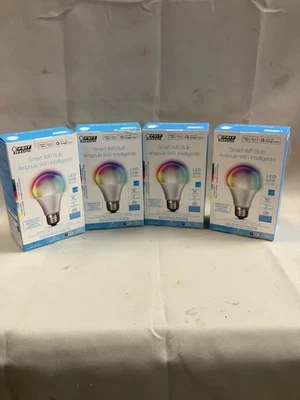 Feit Electric Smart Wifi Bulb 60W LED A19 Color Changing Light Bulb 4 pack - Image 1 of 3