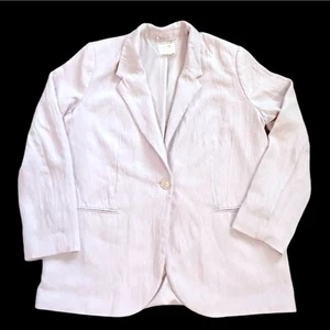 H&M Blazer Coat Single Breasted Blush Pink Medium Lined Long Sleeve Jacket Women - Picture 1 of 11