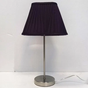 Litecraft Table Lamp E14 Stick Base With Purple Pleated Shade - Chrome Clearance - Picture 1 of 3