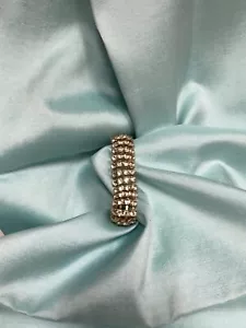 Vintage Gold Tone 4 Row White Rhinestone Bracelet Box Clasp - Picture 1 of 6