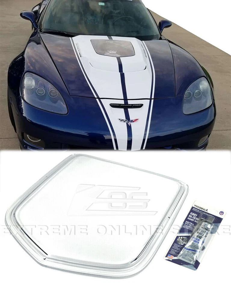 Clear Heat Extractor Hood Insert Zl1 Style for 05-13 Corvette C6 Polycarbonate