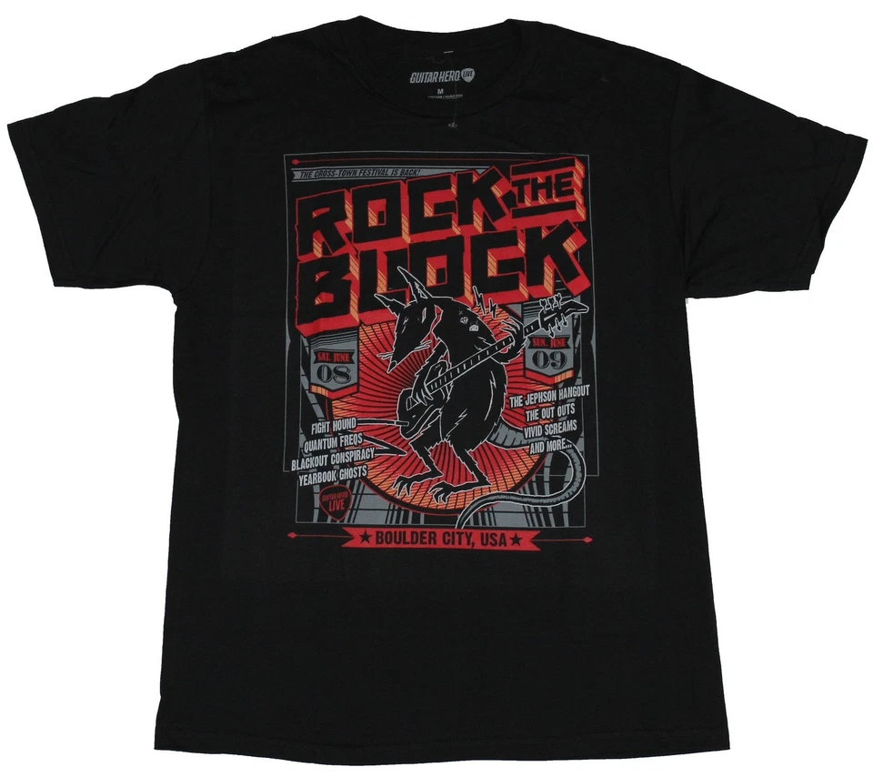 Guitar Hero Live Adulto Nueva Camiseta - Rock the Block Rocking Rat Boulder City EE. UU. Foto 1 de 1