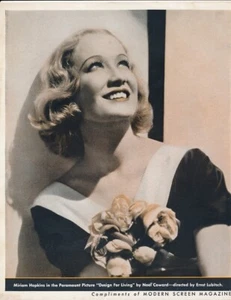 MIRIAM HOPKINS Original Vintage '34 9x12 Modern Screen COLOR-TINT Portrait Photo - Picture 1 of 2