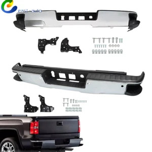 Rear Bumper Assembly Chrome For Chevy Silverado/GMC Sierra 1500 2014-2017 2018 - Picture 1 of 23