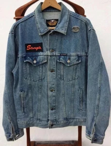 Men's HARLEY-DAVIDSON Motorcycle Denim Jean Jacket 100% Cotton Size M Sturgis - Picture 1 of 11