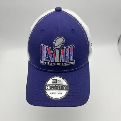 Sombrero ajustable púrpura Super Bowl LVIII New Era X Love Sign ASL Trucker 9Forty Foto 1 de 4