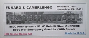 Funaro F&C HO PRR Pennsylvania Rebuilt 52'6" Steel War Emergency Gon kit 8500 - Bild 1 von 3