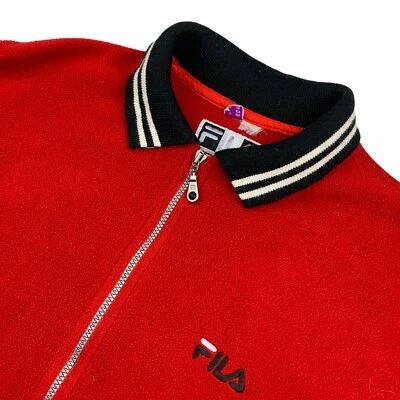 Chaqueta Bomber De Colección Fila Ice-Tech Para Mujer Cremallera Completa Polar Roja/Negro • Talla 10 Foto 1 de 4