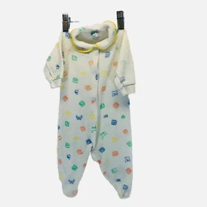 Vintage Baby One Piece Sleeper Terry Blocks - Picture 1 of 5