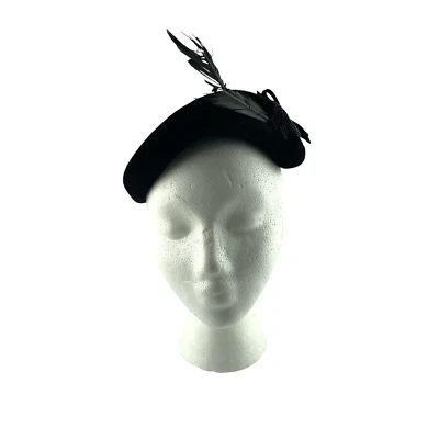 Sombrero de colección Evelyn Varon 22 Merrimac Peachbloom terciopelo negro con cuentas de plumas Foto 1 de 4