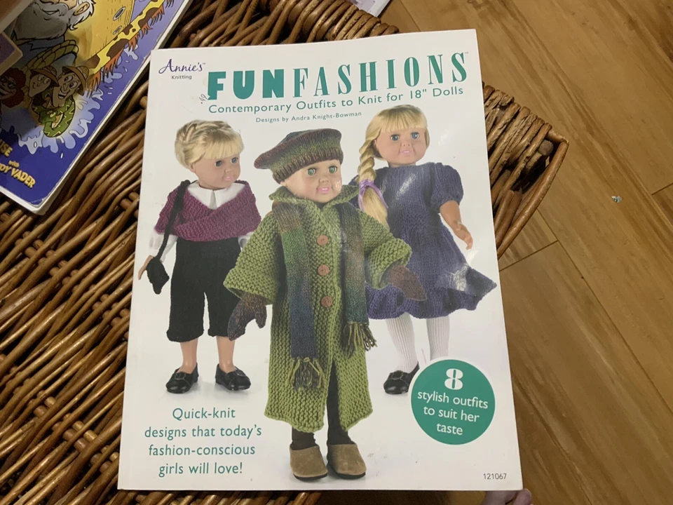Fun Fashions by Annie's Knitting 8 Contemporary Outfits to Knit for 18" Dolls PB - Image 1 of 2