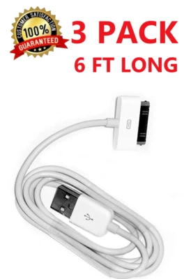 3X 6Ft 30 pin USB Charging Data/Sync Cable for Apple ipod classic / nano 4/5/6  - Image 1 of 3