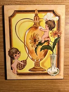 Vintage Coby Wall Art Perfume Children Plaques 1970s Midcentury Kitschy Rare - Picture 1 of 5