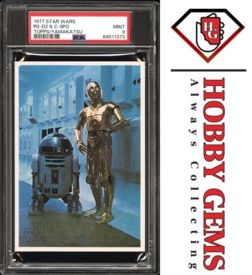 C-3PO R2-D2 PSA 9 1977 Star Wars Topps Yamakatsu Large C3 - Image 1 of 2