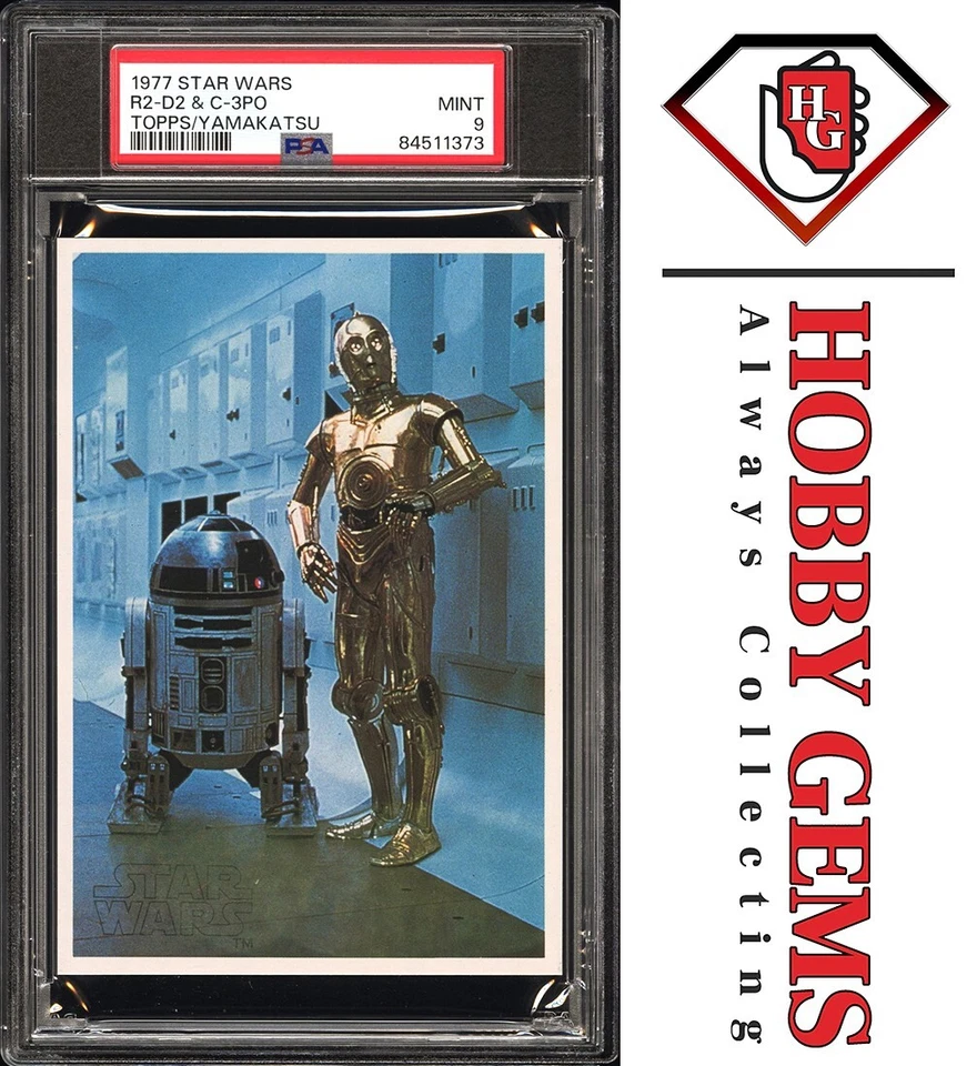 C-3PO R2-D2 PSA 9 1977 Star Wars Topps Yamakatsu Large C3 - Image 1 of 2