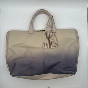 Botkier Handbag Ivory Blue Ombre Leather Satchel Double Handle Minimal Classic - Picture 1 of 16