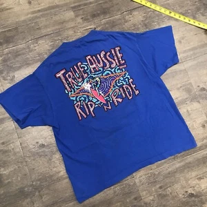 Vintage True Aussie Rip ‘N Ride Surf Men Tshirt NO SIZE TAG Blue Single Stitch - Picture 1 of 11