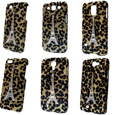 Case For Phones 3D Bling Luxury Leopard Diamond Rhinestone Tower Back Hard Cover - Image 1 of 4
