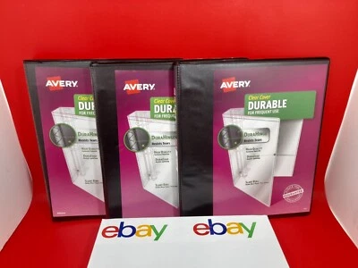 Lote de 3 carpetas Avery 1/2 pulgadas 3 anillas vista negra escuela/trabajo/organización  Foto 1 de 4