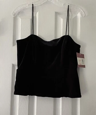 NWT! Vintage! JS Collection Size 12 Black Velvet Back Zipper Top Retail $115 - Image 1 of 4