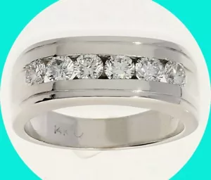 Mens 5 Diamond Wedding Band Ring 1.20CT H Color VS Clarity 14K WG Size 10.25 - Picture 1 of 8