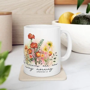 Versículo de la Biblia taza de café sus misericordias son nuevas cada mañana, regalos para ella - Imagen 1 de 9