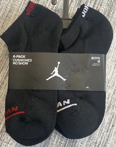 Nike Boy’s Air Jordan Jumpman No Show Socks 6 Pack Black BJ0450-023 - Picture 1 of 5