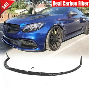 For Mercedes Benz W205 C205 C63 S Coupe Real Carbon Front Bumper Lip Spoiler - Picture 1 of 13