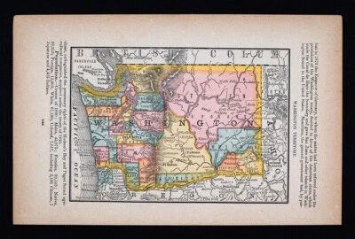 1885 McNally Map Washington Seattle Olympia Tacoma Spokane Astoria Yakima Oyster - Image 1 of 2