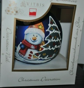 NUEVO VITBIS Navidad Boca Soplada Vidrio Adorno Adorable MUÑECO DE NIEVE Pintado a mano 5,9" Polonia - Imagen 1 de 4