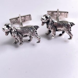 Emmons Manschettenknöpfe Cocker Spaniel Hund Tier Silber Figur Kugelrücken - Bild 1 von 6