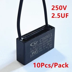 10 piezas CBB61 2.5mfd 2.5uf 250V VAC 50/60Hz Ventilador 2 CABLES - Imagen 1 de 7