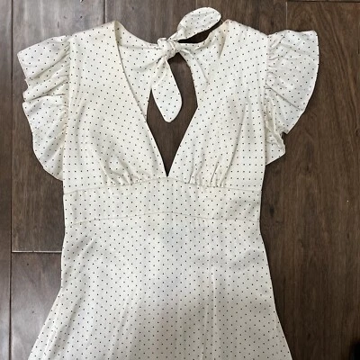 Vestido Vintage 60’s 70’s Empire Cintura Manga Acampanada Largo Espalda Abierta Lunares Foto 1 de 4