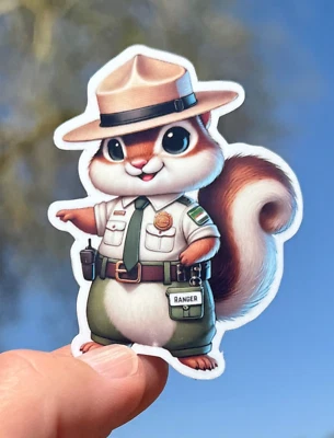 HANDMADE 2" Chipmunk Park Ranger Sticker, Decal, National Park, Animal, Work, Travel,Park