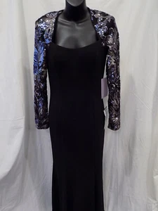 NWT JS COLLECTIONS For Macys Black Evening Dress W/Sequin Decor Sz 6 Tall (227) - Picture 1 of 7